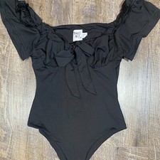Princess Poly XX One Piece Bodysuit Womens Black Stretch Off Shoulder Size 2