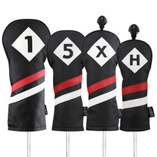 Majek Golf 1 5 X H Driver Woods Hybrid Headcover Black Red White Leather Style