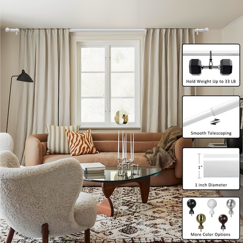 Juego de varillas de cortina de doble cortina ajustable de 1 pulgada con remates de bola, 28"-120" - Imagen 11 de 31