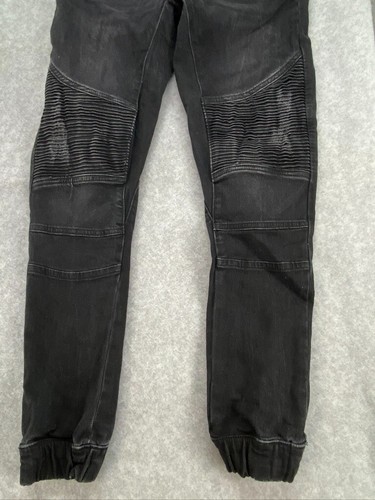 COMMONS SIZE 34 MENS BLACK STRETCH SKINNY DISTRESSED JOGGER ANKLE JEANS MID RISE - Picture 5 of 13