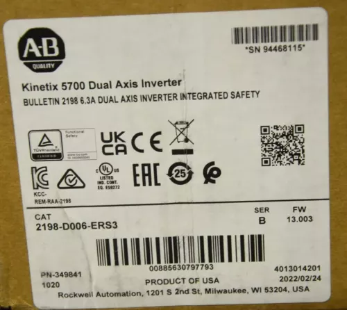 Allen Bradley 2198-D006-ERS3 /B Kinetix 5700 Servo Drive Module Dual-Axis - Picture 1 of 1
