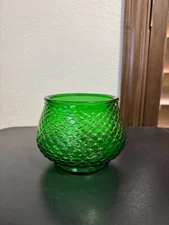 Vintage E.O. Brody Co. 1019 Emerald Green Glass Planter Vase Fish Scale Pattern