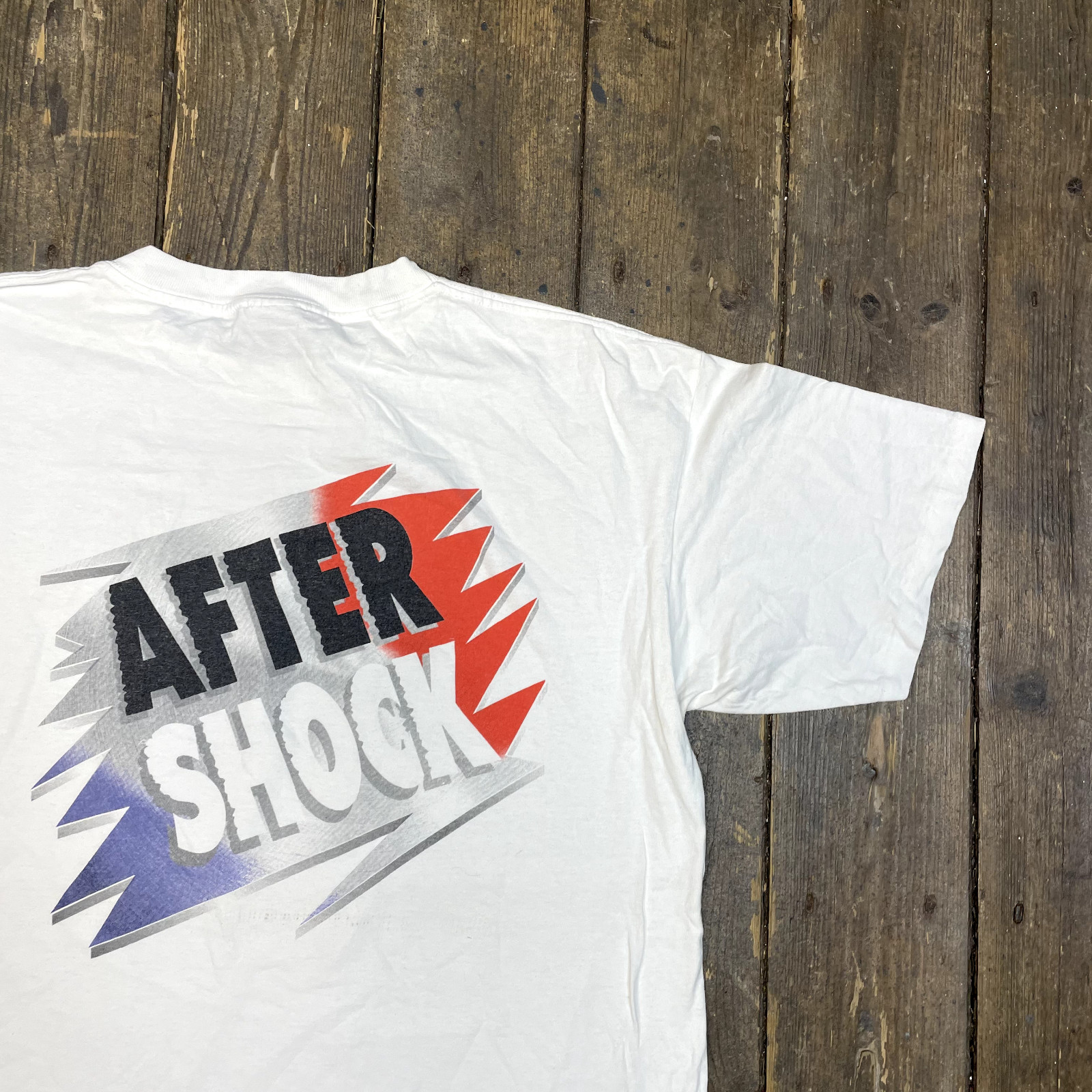 After Shock T-Shirt Mens Vintage Y2K Graphic Print Short Sleeve Tee, White XL image 2