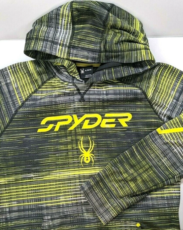 Moletom Spyder com capuz Youth XL (equivalente médio masculino) preto amarelo  - Imagem 4 de 4