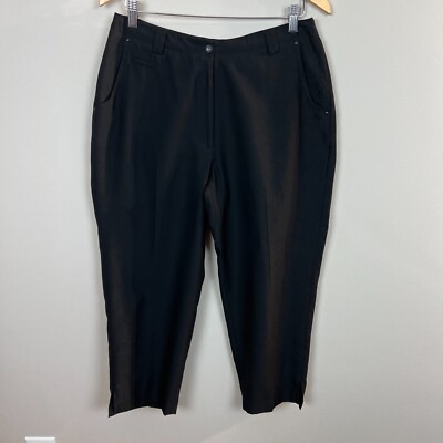 Jamie Sadock Pants Womens 10 Black Golf Capri Cropped Sport Nylon Blend Solid