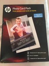 HP Photo Card Pack 10 Sheets 5x7" Photo Paper  Envelopes 5 sheets 4"x6"