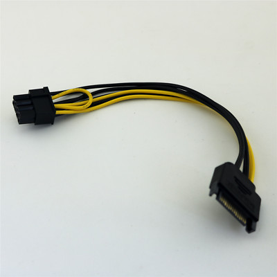 Single SATA 15 Pin Male To 8 (6+2) Pin Male PCI-E Video Card Power Supply Cable