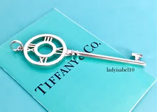 Tiffany & Co. Atlas Lg Key Charm Pendant Numeral Tag Sterling Silver w/ Pouch