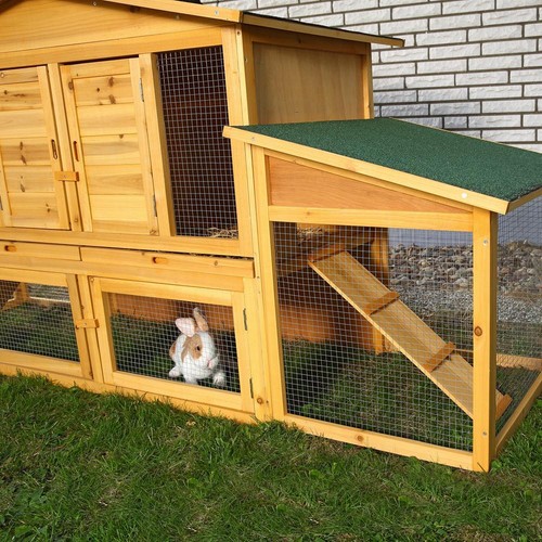 Kaninchenstall Holz Hasenstall Freigehege Hasenkäfig Kleintierauslauf Stall 🐇 - Bild 10 von 20