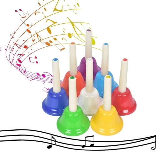 8 Note Handbells Set Colorful Hand Bells Percussion Instrument Musical Toy eBay