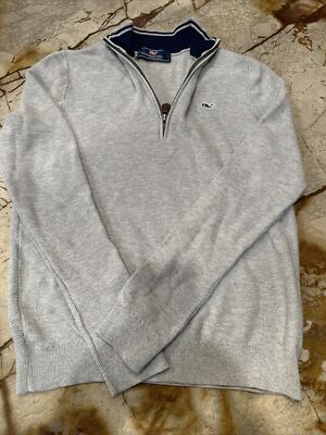 VINEYARD VINES Boys Sweater Pullover 1/4 Zip Long Sleeve Gray MEDIUM Gently Used