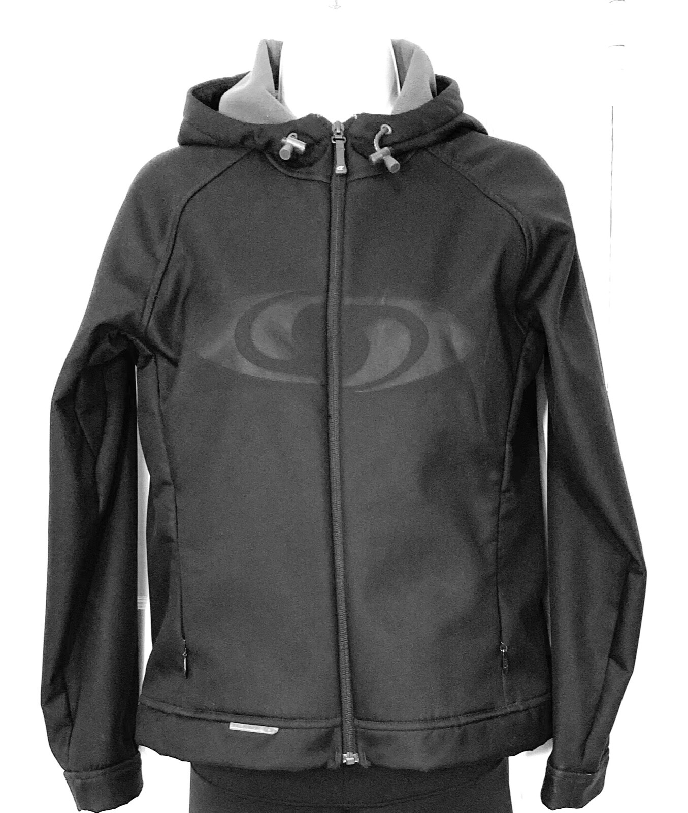 SALOMON GIACCA NERA FULL ZIP SOFT SHELL CON CAPPUCCIO FODERATA IN PILE DONNA SMALL