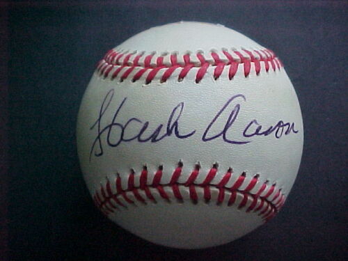 Hank Aaron cut signature autograph leaf