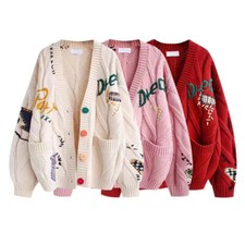 Fashion Women Oversize Sweaters Loose Button Soft Cardigans Coats Female Jacket