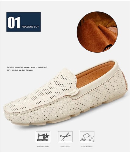 Men Mesh Casual Shoes Slip on Loafers Breathable Moccasins Slip on Driving Shoes - Picture 6 of 21