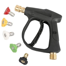 1/4" High Pressure Washer Gun 4000 PSI Car Wash Foam Spray Short Wand w/5 Nozzle
