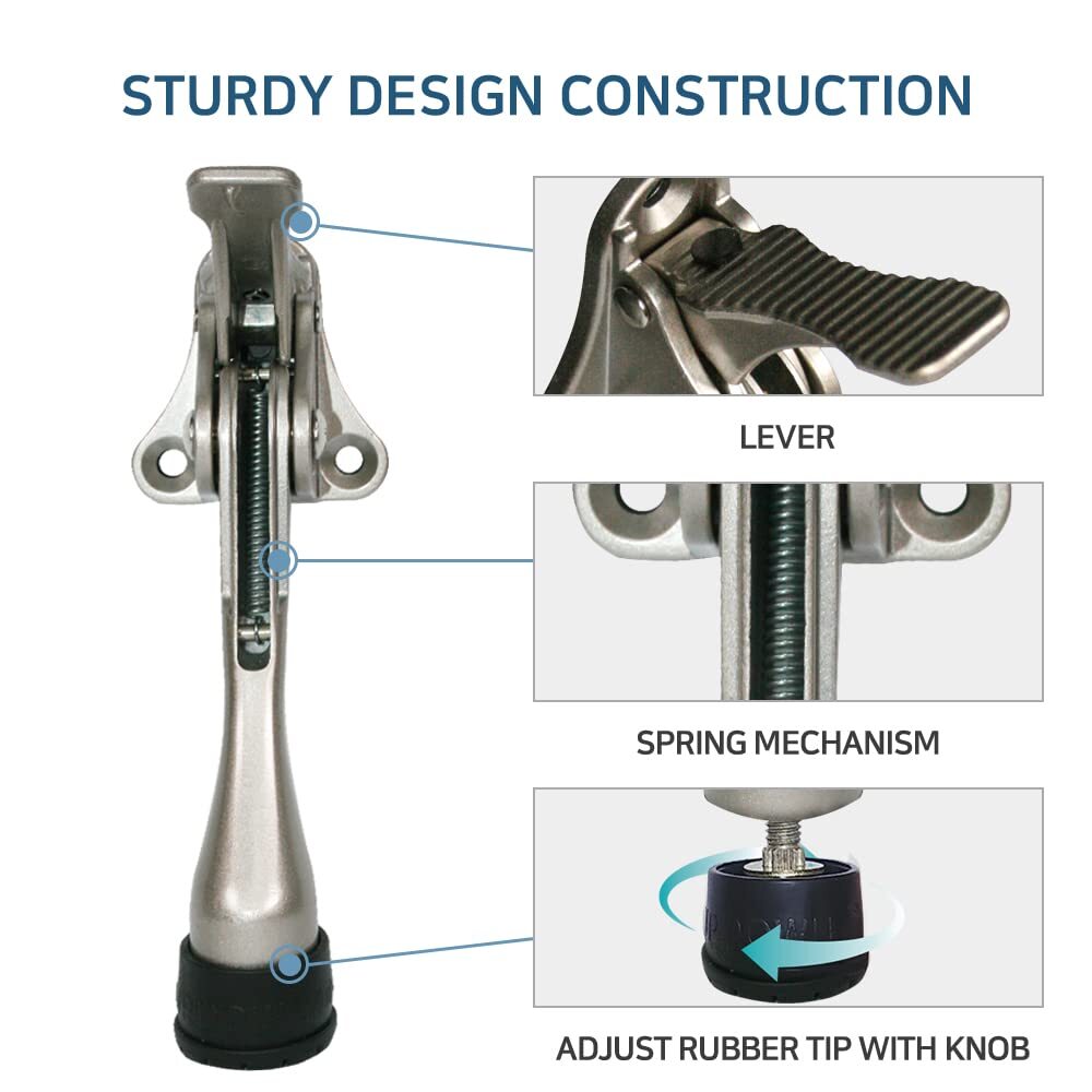 One Touch Kickdown Door Stopper 4 inch Antique Bronze Heavy Duty Adjustable