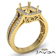 Emerald Semi Mount 14k Yellow Gold Diamond Engagement Halo Filigree Ring 0.92Ct