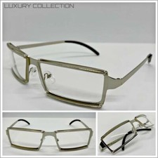 Men Classy Elegant Sophisticated Clear Lens EYE GLASSES Sleek Silver Metal Frame