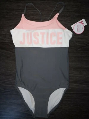 Girls justice one piece logo swimsuit size 10 brand new - Image 1 of 2