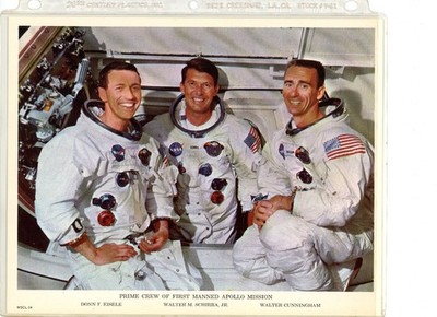 1960's Orig. NASA PUBLICITY Photo APOLLO 7 EISELE SCHIRRA CUNNINGHAM MSCL-14