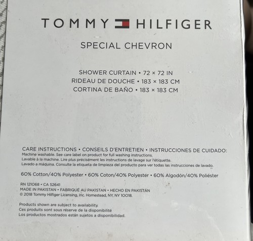 NUOVA tenda doccia Tommy Hilfiger grigio bianco tessuto chevron 72 x 72. PH - Foto 4 di 4