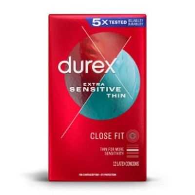Durex Extra Sensitive Ultra Thin Close Fit Condoms 12 Count