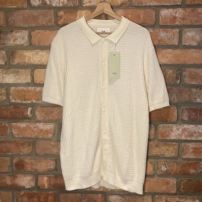 Folk ''Buche'' Button Down Kurzarm Hemd 100% Baumwolle Gr. XL Ecru Creme NEU