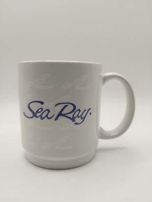 Sea Ray White Ceramic Coffee Mug Blue Logo for Kitchen Dining Collectible Mug