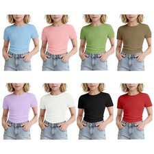 Kids Girls Tee Beach Ribbed Outdoor Top Round Neck T-Shirt Daily Casual Sport