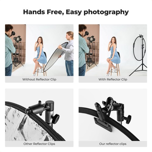 K&F CONCEPT Photography Reflector Holder Photo Video Studio 5/8" Heavy Duty Clip - Afbeelding 5 van 7