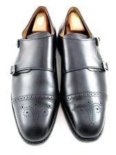 Allen Edmonds "St. John's" Double Monk Strap Loafers 11.5 E Black USA 678N
