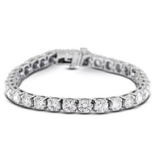 Tennis Bracelet Solid 14K White Gold 12.50 Carat Round Lab-Grown Diamond D VVS1