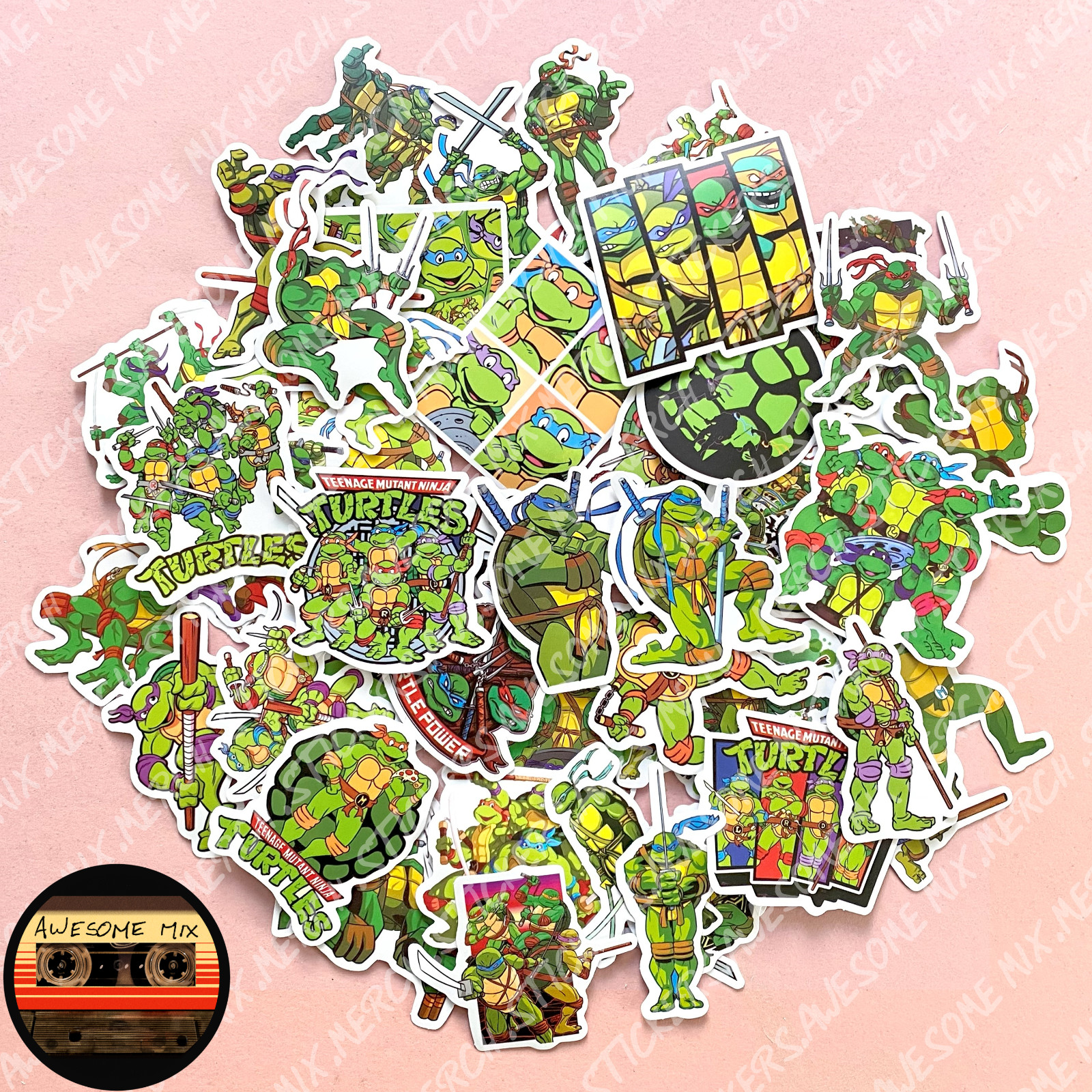 50 TMNT Ninja Turtles Stickers - Scrapbook, Laptop, iPad, Consoles, Books, Cases