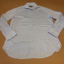 John Varvatos U.S.A. Shirt Mens 15 Blue Long Sleeve Button Front Dress Cotton