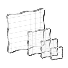 Acrylic Stamp Block, 4Pcs Stamping Block with Grid Lines Set Wave
