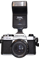 Pentax K1000 35mm SLR Film Camera w SMC Pentax-A 50mm f/2 Lens TESTED