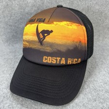 Costa Rica Pura Vida Surfer Sunset Trucker Hat Tuanis Mesh Back