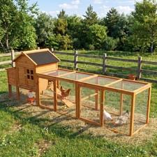 Large Chicken Coop w/Run,Nest Box and Removable Tray Hen House for 4-6 Chickens