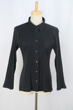 Authentic ISSEY MIYAKE Black Pleats Long Sleeve Blouse Top 208 0137