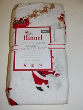 Pottery Barn Kids Heritage Santa Organic Cotton Fitted Crib Sheet Christmas