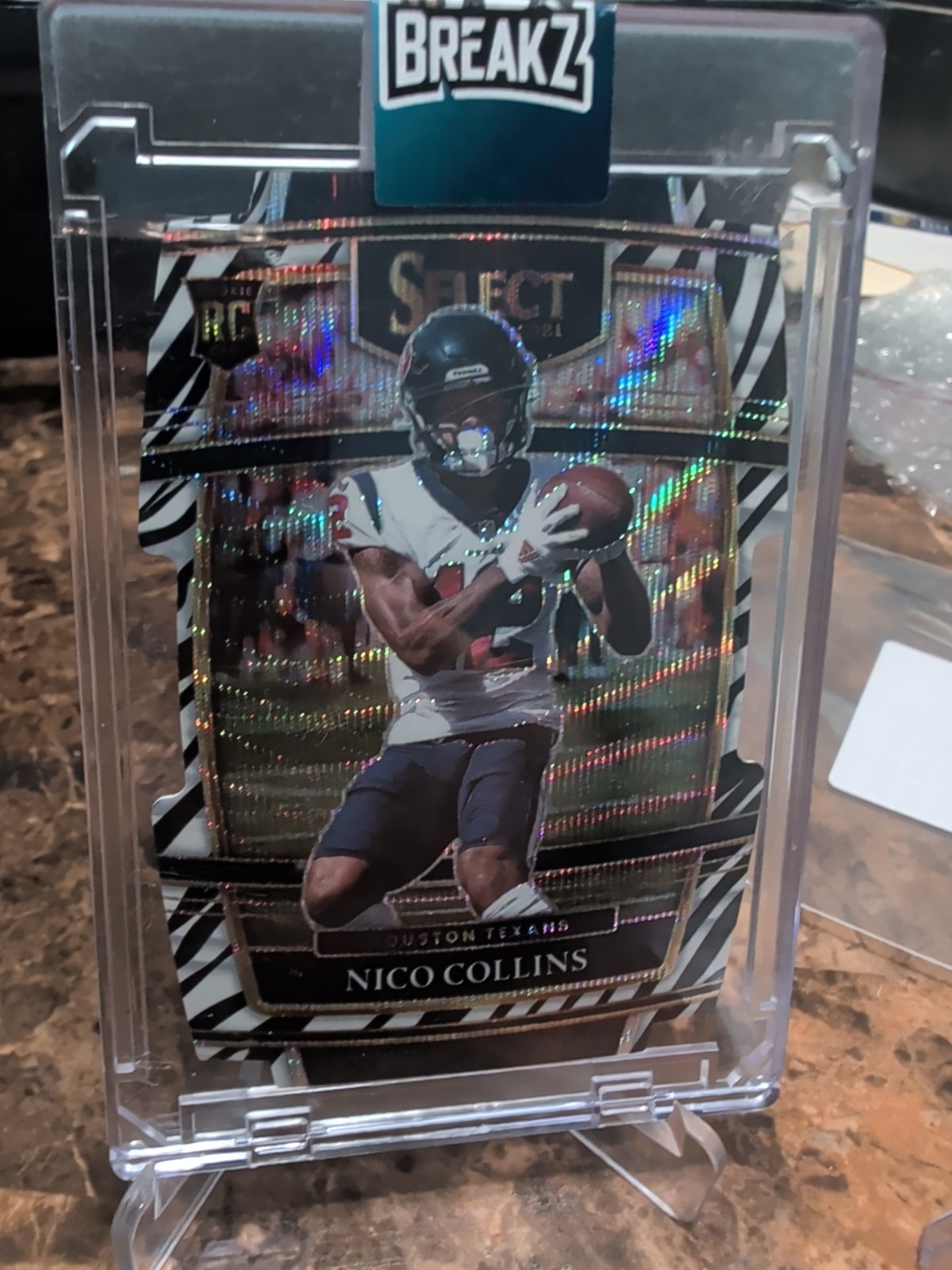 2021 Panini Select - Concourse Nico Collins #69 Zebra Prizm Die-Cut (RC)