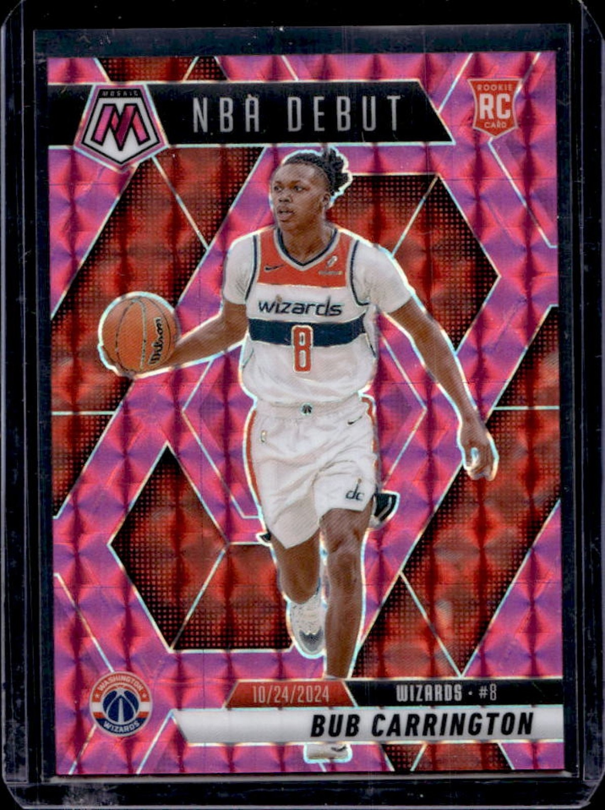 2024-25 Mosaic Bub Carrington RC Pink Rookie NBA Debut #/175 Wizards