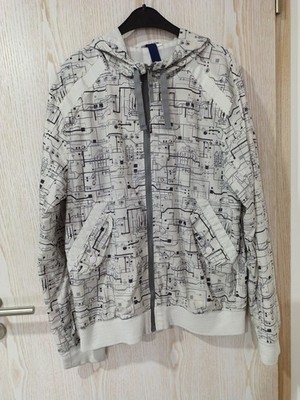 Jacke Hoodie Kapuzenjacke Weiß Grau Herren L Divided H&M