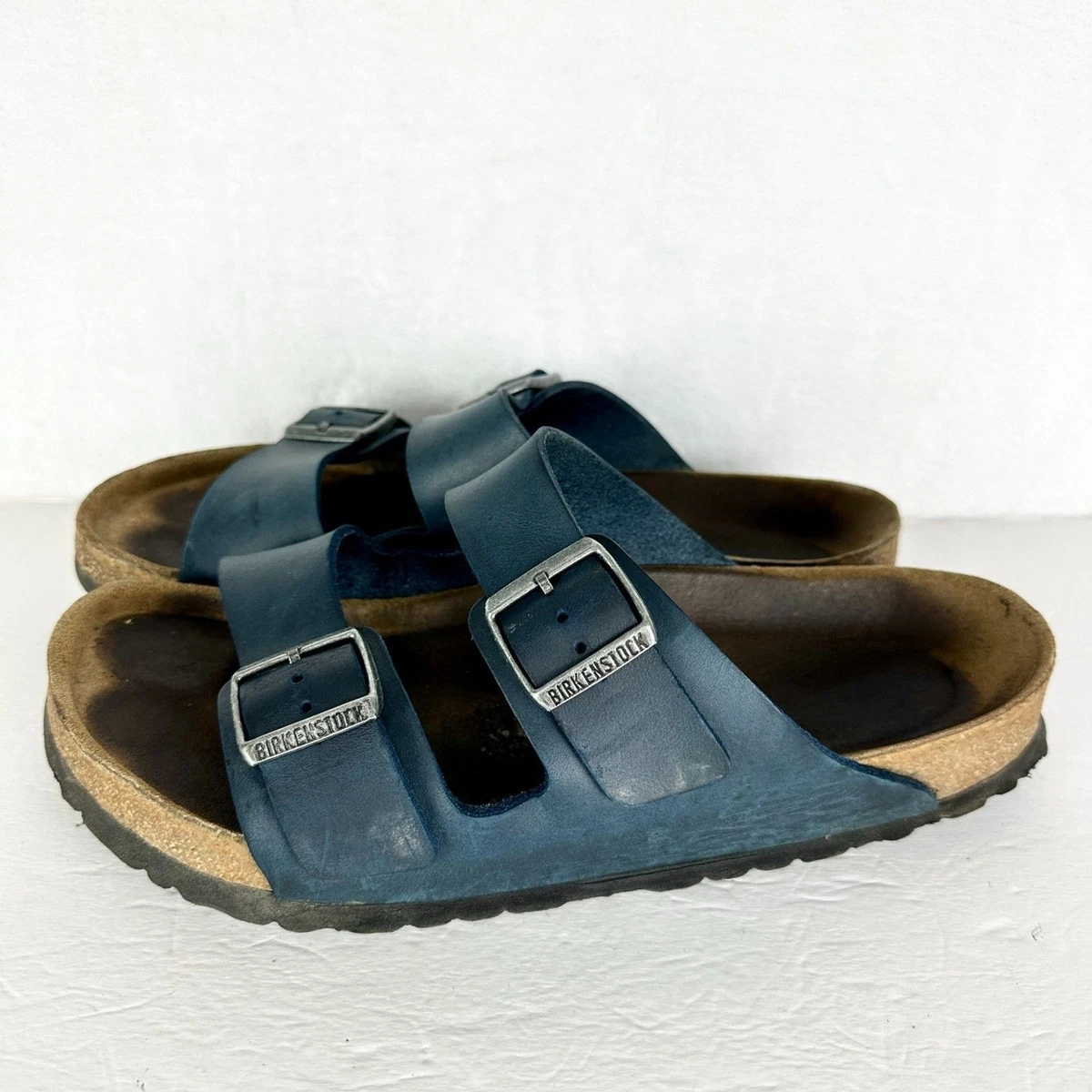 Birkenstock Arizona Mens Size 8 Blue Beach Walking Casual Suede Slide Sandals 1774 Birkenstock Arizona Suede PVC Dual-Buckle Slide Sandals  main image 3