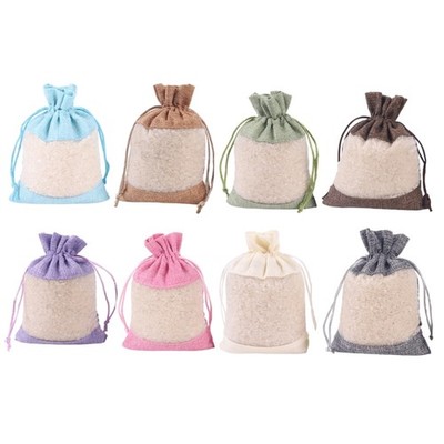 8PCS Natural Linen Drawstring Pouch Reusable Storage Bag For Toy Essential