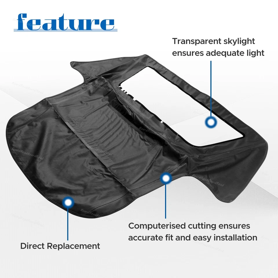 Techo blando negro con ventana de PVC para Chevrolet Corvette Convertible 1986-1993 Foto 4 de 4