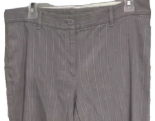 J. Jill Womens Linen Stretch Pants Gray Striped Mid Rise Cropped Size 12P Career