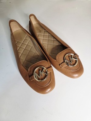 MICHAEL KORS Lillie Moccasin Luggage Brown US 9 M Flats Ballet Shoes Driving NEW