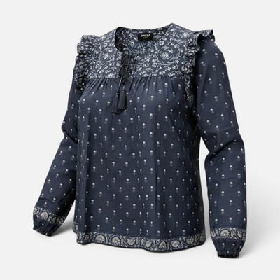 KHUJO Damen Bluse Langarmshirt Modell: SARAFINA Navy S